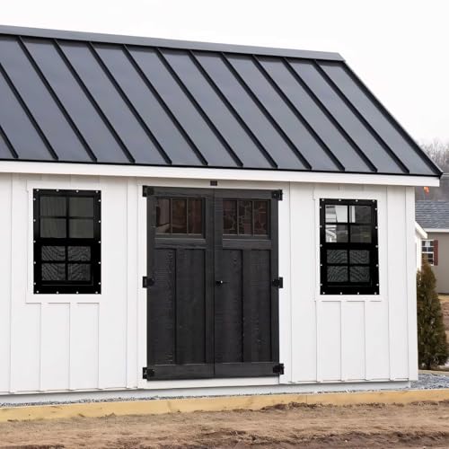 2 Pack Shed Windows, Chicken Coop Windows, 14" x 21" Black - color: Black, size: 14" x 21"