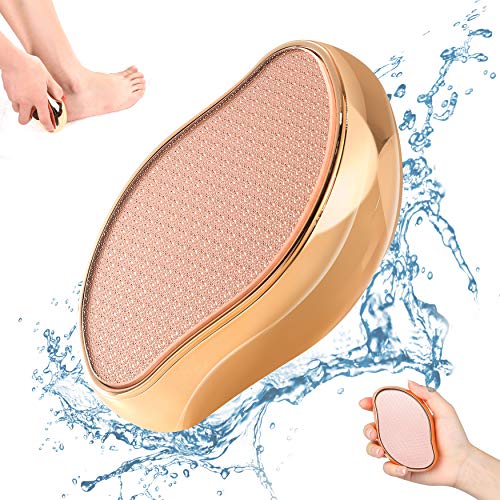 BEZOX Glass Foot File Callus Remover, Crystal Foot Scrubber Pedicure Tool - style: Shinning Golden