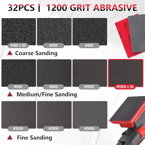 32 PCS 1200 Grit Sanding Sponge, Soft and Flexible Sandpaper Block - style: 32Pcs 1200Grit
