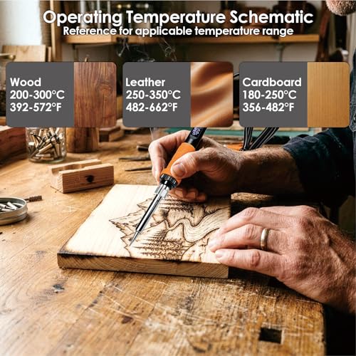Upgrade 40Pcs Wood Burning Kit, Craft Pyrography Tools for Beginners, Adults, Engraver, Carver, Adjustable Temp Wood Burning Pen, Ideal for Woodworking, Carving and Leather Craft