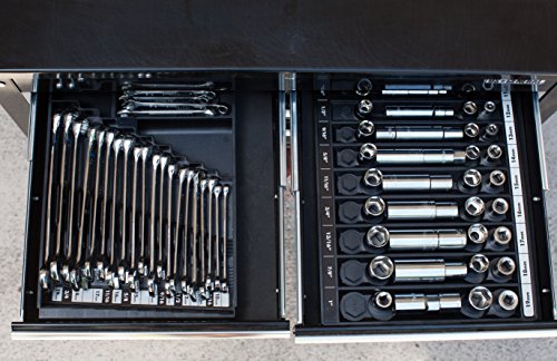 Tool Sorter Wrench Organizer (black) – 28‑Slot SAE & Metric Wrench Tray for Toolboxes – Fits 2” Shallow Drawers – Heavy‑Duty USA‑Made Open‑Face Tool Organizer