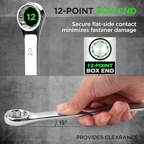 SWANLAKE 15-Piece Metric Combination Wrench Set, 12-Point Max Torque Open End Wrench Set, Cr-V Steel Wrenches 8, 9, 10, 11, 12, 13, 14, 15, 16, 17, 18, 19, 20, 21, 22mm with Storage Rack - style: 15pcs Metric Combination