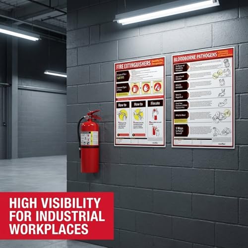 ComplyRight Lifesaving Poster Set Including Fire Extinguishers, 18" x 24", Bloodborne Pathogens, CPR, & Choking, Safety Signs for Workplace - color: Lifesaving Poster Set