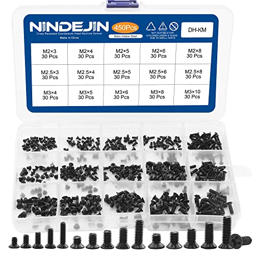 NINDEJIN Laptop Computer Screw Kit, M2 M2.5 M3 Countersunk Flat Head Phillips Mini Screws Set, Replacement Part Electronic Repair Accessories - style: Flat Head 2