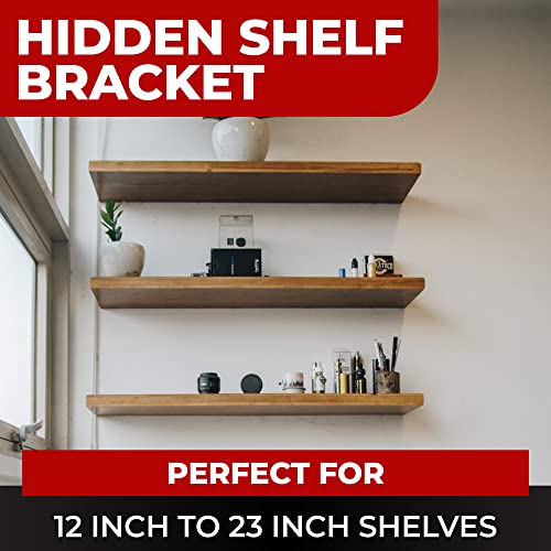 Set of 2 Floating Shelf Brackets 11 inch Multiple Mounting Location Baseplate/Heavy Duty Black Painted Mild Steel Bracket Hidden Wall Shelves Support Hardware Mount Kitchen/Nursery Decor (6 inch Rods) - size: 6 inch Rod