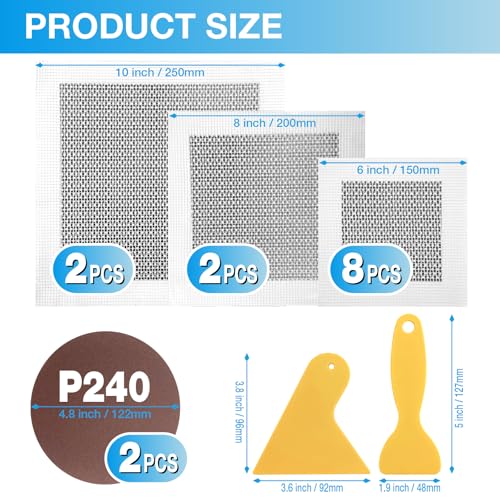 16Pcs Drywall Repair Kit, 4/6/8 Inch Self Adhesive Aluminum Mesh