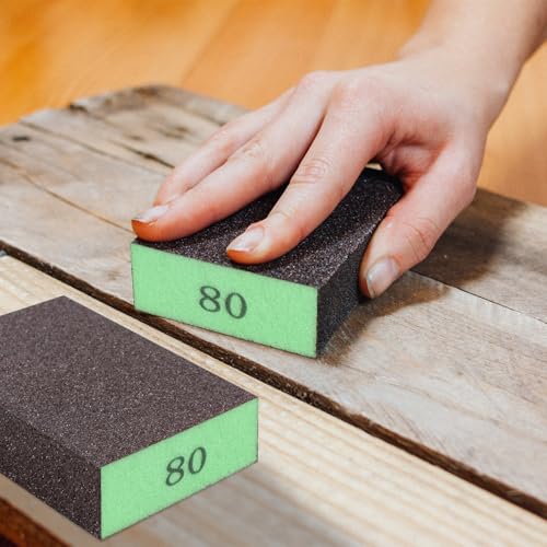 Romeda 8-Pack Sandpaper Block, 80 Grits Washable and Reusable Handmade Sanding Sponge, Drywall Sandpaper Blocks for Wooden Drywall Sheetrock and Metal Glazing - color: 80 Grits, size: 8-Pack