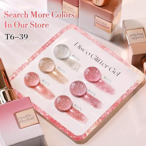 Double Rhythm 0.5Oz Glitter Gel Polish Shimmer Reflective Color for Nail Art Salon DIY Soak Off 15ml Nail Lamp Gel Polish at Home (Peach Pink-B1172) - color: Blossom Peach Pink