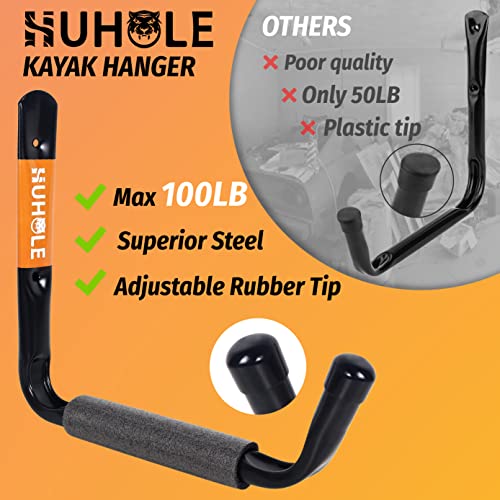 HUHOLE 4 Pack 13.6 Inch Jumbo Garage Storage Hooks - size: 13.6" Ski Board Hanger