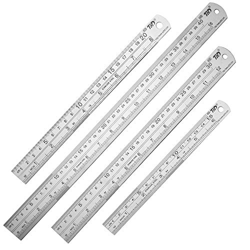 ZZTX Metal Ruler 6 Inch 8 Inch 12 Inch 16 Inch Stainless Steel 4 Pack