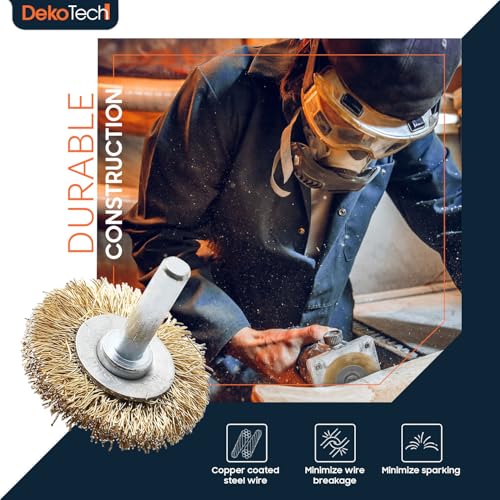Brass-Coated Wire Brush Set – Wheel, Cup & End Brushes with 1/4" Hex Shank, Heavy-Duty Carbon Steel Bristles for Rust Removal & Paint Stripping (Copper Plated Steel) - style: Copper Plated Steel