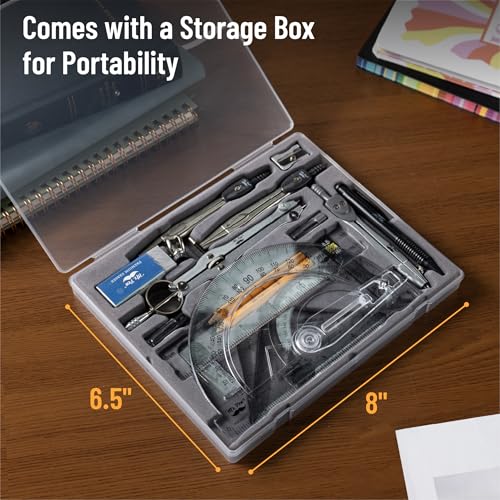 Mr. Pen- Geometry Set, 15 pcs, Light Blue, 6 Inch Swing Arm Protractor - color: Light Blue