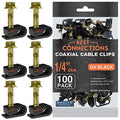 BEST CONNECTIONS Coaxial Cable Clips with Pre-Inserted Screw (100 Pack) – Black Single Cable Mounting Clamps for Coax Cable (RG6, RG59) and Ethernet Cable – Cord Fastener/Strain Relief Clip - style: 100 PACK