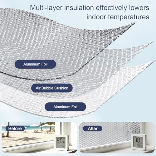 DGSL Double Reflective Bubble Foil Insulation Foam, 47IN X 10FT Window Insulation for Summer Heat Reflective Window Film for Window, Garage Door, RV, Roof - size: 47 in x 10 ft