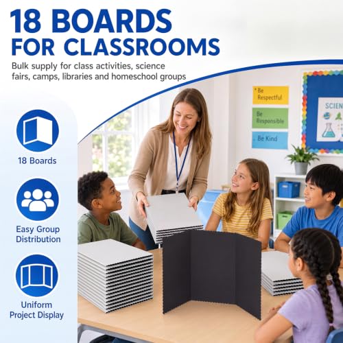 Ctosree 18 Pcs 14 x 22 Inch Tri Fold Poster Board Bulk for Display, Black - color: Black, size: 14 x 22 inch