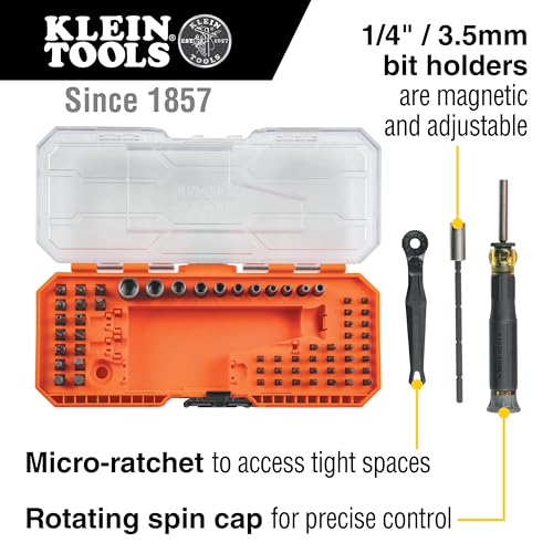 Klein Tools 80177 MODbox Ratcheting Driver Set with MODbox Case Adapter, Modular Tool System Side Rail Attachment, 65 Piece - style: MODbox Ratchet & Driver Set