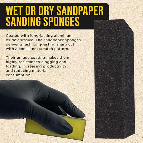 Dura-Gold 60 Grit 4-Sided Hand Sanding Block Sponges, 3.9" x 2.75" x 1" - style: 60 Grit