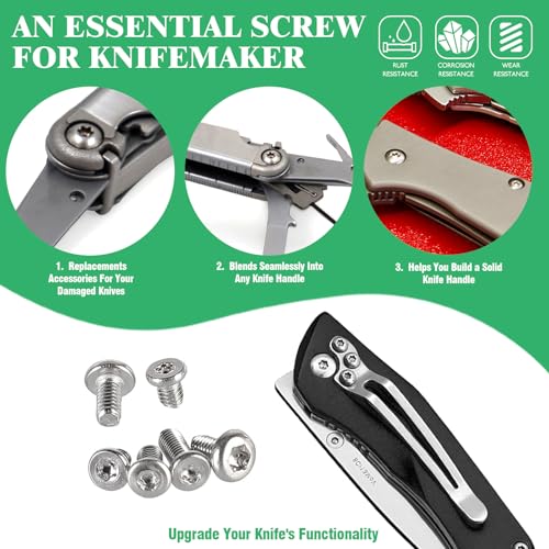 121 Pcs 304 Stainless Steel Pocket Blade Knife Handle Screws Assortment Set, M2, M2.5 Machine Screws, EDC Folding Hilt Fasteners, Knifemakers Rivets for DIY Repair