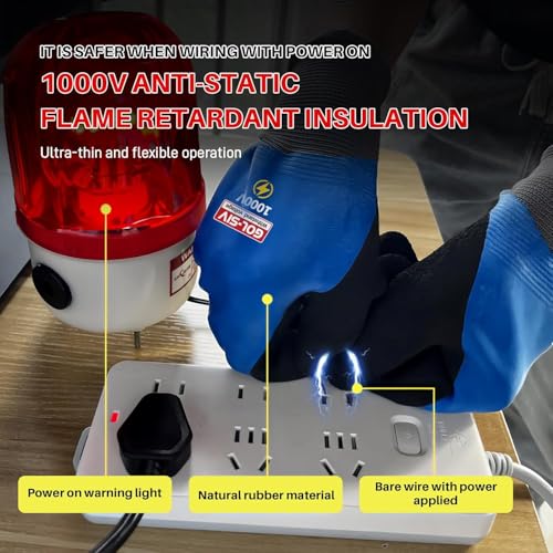 1000V Insulated Gloves, ASTM D120, 10 Pairs, Large - color: Blue-10pcs, size: 1000V-Large