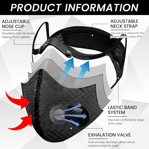 Threlaco 6 Pcs Dust Mask Reusable Respirator Mask - color: Black, Navy Blue, Dark Gray