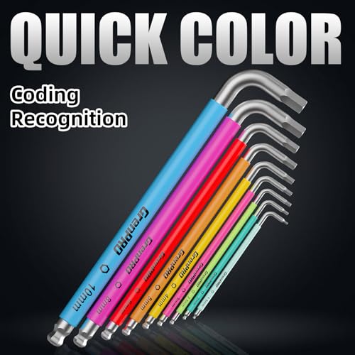 GRENPRO 9PCS Metric Allen Wrenches Sets With Color Coded Bike Hex Key Set - style: 9 Pieces Allen Wrenches Sets Metric