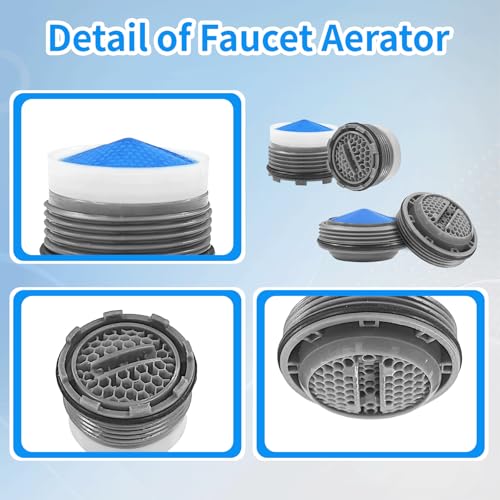 36Pcs Faucet Aerator Kit with 5 Sizes Aerator Key Removal Tools, Replacement Sink Tap Flow Restrictor Inserts for Bathroom and Kitchen, M16.5 M18.5 M21.5 M24 mm