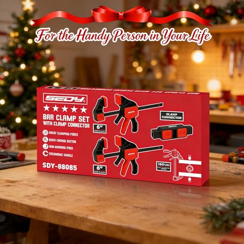 3-Pack 6 Inch Bar Clamps for Woodworking with Clamp Connector, 6" Quick-Release Wood Clamps with 150 LBS Load Limit, Trigger Clamp Set, One-Handed Clamps/Spreader Ideal for Woodworking DIY Projects - style: 6" (3-Pack) | Extends to 12"+