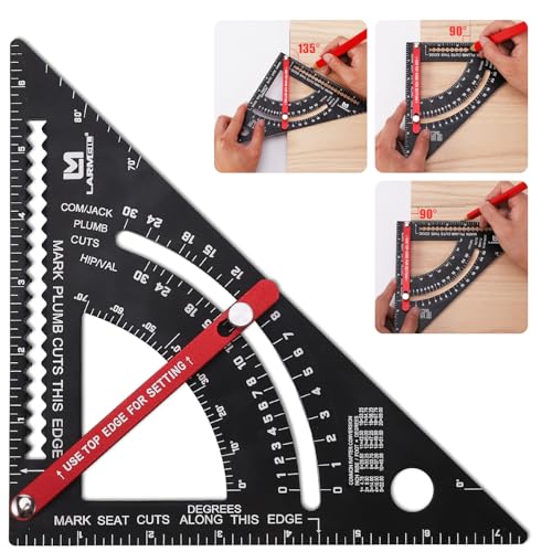 Carpenter Square 7 inch Woodworking Tools Adjustable Rafter Square Carpenter Tools, Combination Square Framing Square, Aluminium Carpentry Squares, Gift for Carpenters - style: 7inch