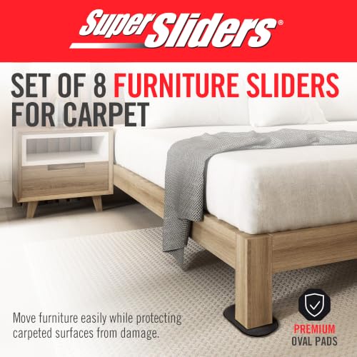 Super Sliders 3-1/2" x 6" Small Oval Reusable Furniture Sliders for Carpet, Anti-Slip Protective Furniture Moving Pads for Beds, Sofas, Dressers, Set of 8, Beige - size: 3-1/2 x 6 Inch Oval, style: For Carpet