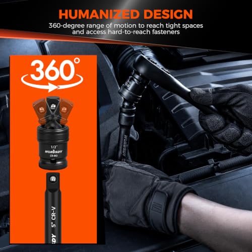 32-Piece 1/2" Drive Impact Socket Set - Metric (10mm–24mm) and SAE (3/8"–1") Deep Socket Set with Extension Bar, Swivel Socket, Adapter, CR-V Steel for Auto Repair - color: 32 Pcs 1/2" Orange