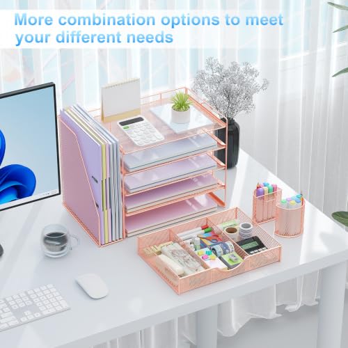 gianotter 5-Tier Desk Organizer with Drawers and File Holders - color: Rose Gold, size: 5T