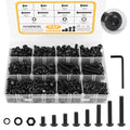 Homwin 512Pcs M6 Bolts and Nuts Kit, M6x10/12/14/16/20/25/30/35mm Button Head Hex Socket Cap Screws 12.9 Grade Alloy Steel Bolt Nut Washer Assortment Black Galvanized - color: Black-M6 Bolt