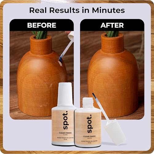 Clear Coat for Wood Stain Repairs, Brush-On Matte and Gloss Finish, Sealing and Sheen Matching, Interior and Exterior Wood, 2 fl oz Total by spot. - color: Clear