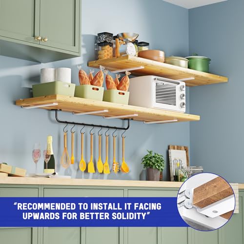 Goovilla Shelf Bracket, Floating Shelf Brackets 12 inch Long, 6 Pack, White - size: 12 Inch, style: White 6Pack