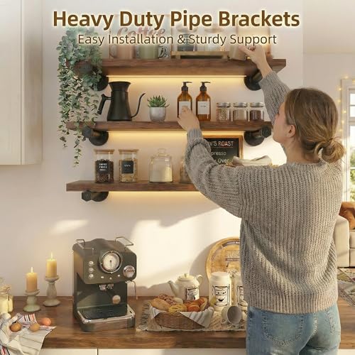 Industrial Black Iron Pipe Shelf Brackets Wall Mount DIY Shelving Brackets Pipe Decor Wall Rustic Garment Rack Hardware Included, 16 Inch Set of 8 - size: 16 inch 8 pack, style: 8 Pack