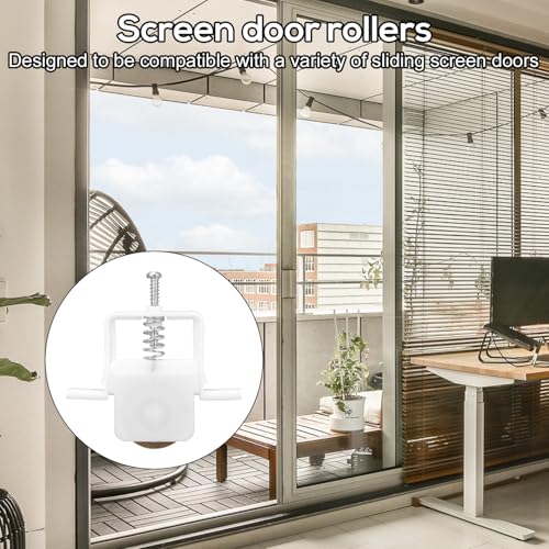 4pcs Sliding Screen Door Rollers, 1in Spring Loaded Rollers Replacement Roller Assembly with Carbon Steel Ball Bear Replaces B646 B737 B691 B695 Door Wheels