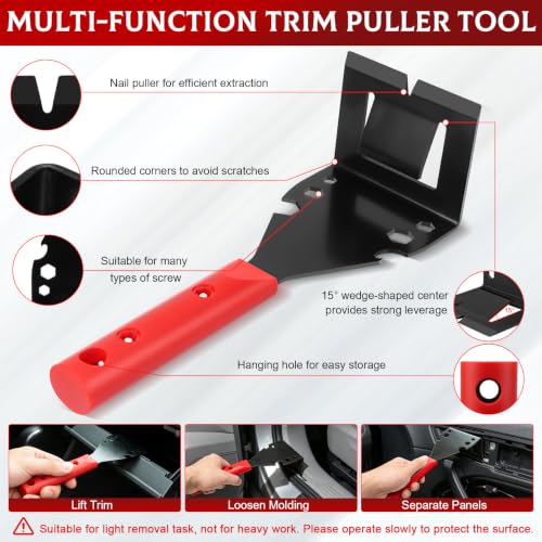 6Pcs Trim Removal Tool with Staple Remover Tool Kit, Nail Puller Baseboard Removal Tool Upholstery Staple Remover Clip Removal Tool Pry Bar Carpet Knife Fastener Remover Tool Kit for Car Wooden Floor