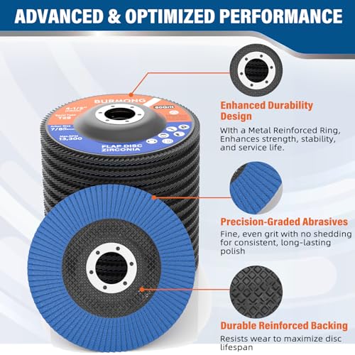 BURMONG 30PCS Flap Disc for Angle Grinder 4-1/2" - 40/60/80/120 Grit T29 Zirconia Abrasive Grinding & Sanding Discs, 7/8 Inch Arbor, for Metal, Wood & Stainless Steel Finishing (40+60 Grit Set)