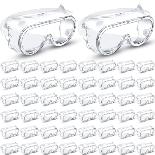 Macarrie 50 Pcs Anti-Fog Protective Safety Goggles Soft Lightweight Adjustable Splash for Nurse Medical Chemistry Worker - color: White