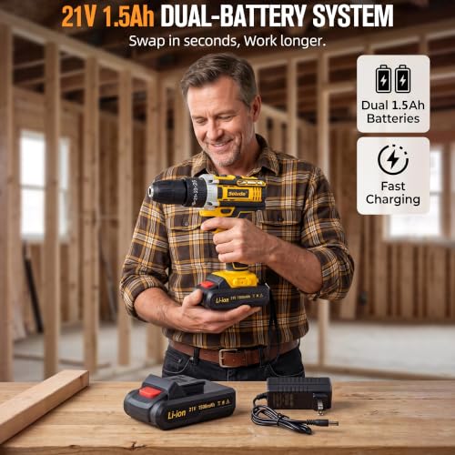 165-Piece Home Tool Kit with Drill,21V Cordless Drill Tool Set with 2 Batteries,Household Tools Kit for Home Repair and DIY Projects - size: 165 Pcs