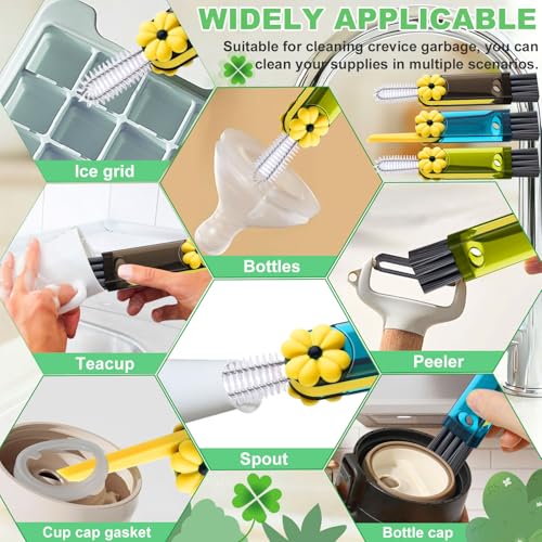 3 in 1 Cup Lid Cleaning Brush, Multifunctional Gap Cleaning Brush, Home Kitchen Crevice Brush, Portable Bottle Cleaner Brush for Cleaning Tight Spaces, Bottle Gaps, Travel Mug Caps(3 PCS) - color: Green, Blue, Gray(3pcs)
