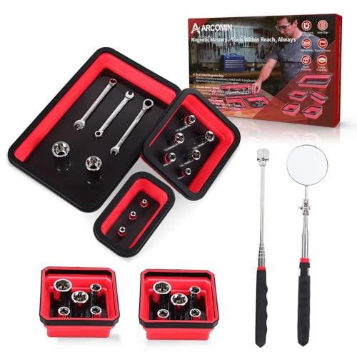 Collapsible Magnetic Parts Tray Set, Double-Sided Foldable Magnetic Tool Tray for Screws Bolts Nuts Washers, Ideal Storage Organizer for Mechanics Automotive DIY Garage Workshop