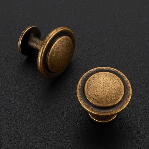 Ravinte Antique Brass Cabinet Knobs Zinc Drawer Knobs, 1-1/4 Inch, 30 Pack - color: Antique Brass