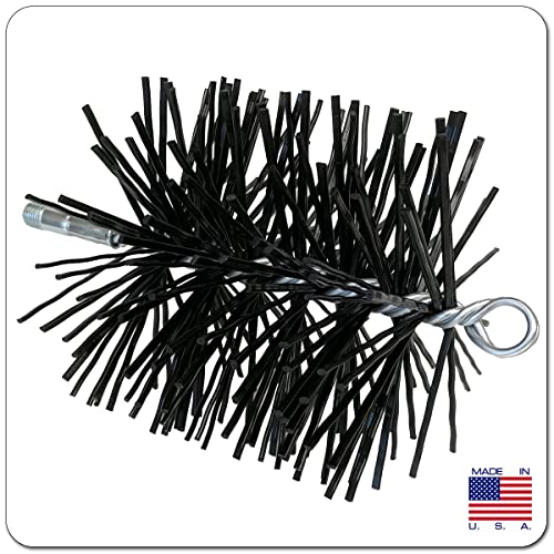 Midwest Hearth Poly Chimney Cleaning Brush, Round Polypropylene Bristles, Galvanized Steel Stem, 1/4" NPSM Fitting for Fiberglass Rod Kits, Made in USA – 6-Inch Round - size: 6-Inch Round