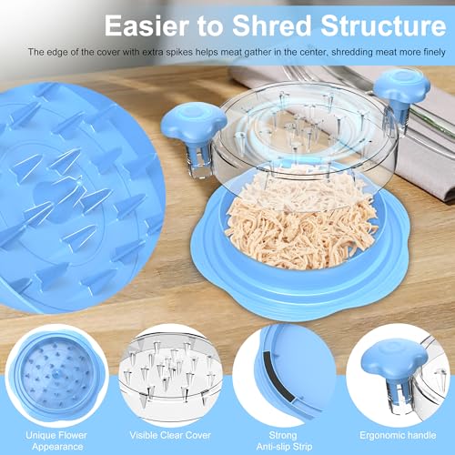 Chicken Shredder Tool Twist Large Meat Shredder with Brush&Fork, Sky Blue - color: Sky Blue