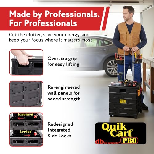 dbest Products Quik Cart Pro Collapsible Rolling Crate on Wheels - Black - color: Black, style: Pro