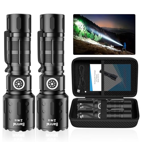 Rechargeable Flashlights High Lumens,Super Bright Small Powerful Flashlight - color: Black