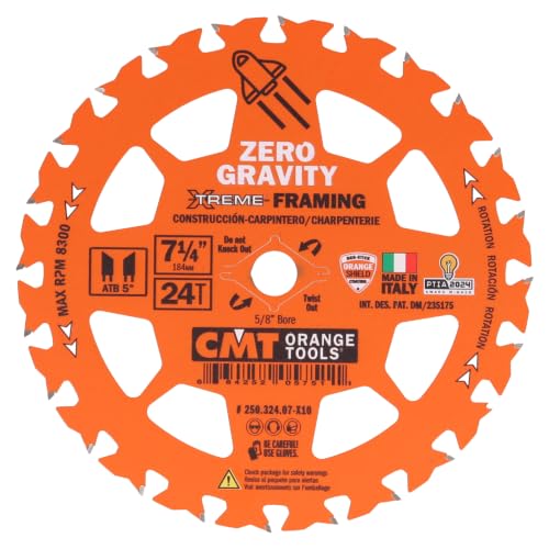 CMT Orange Tool 250.324.07-X10 FRAMING Zero Gravity 7-1/4”x5/8”, 10 Pack