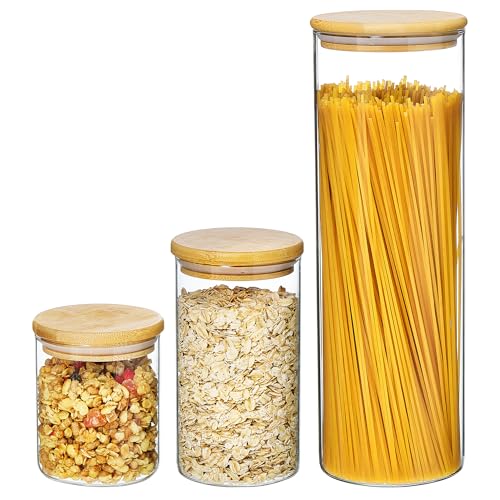 Vtopmart 74oz/27oz/20oz Glass Food Jars with Airtight Bamboo Lids, 3 Pack - size: 3 Pack (74oz/27oz/20oz)