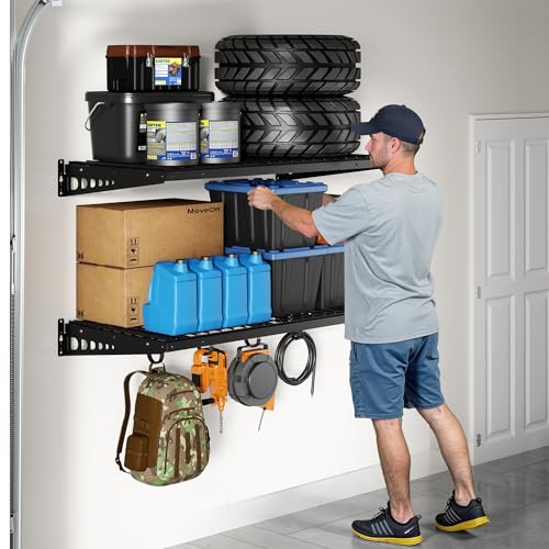 FLEXIMOUNTS 2 Pack 2x4ft Garage Storage with 4 Hooks, Black - size: 2 pack-2x4 ft/ 4hooks